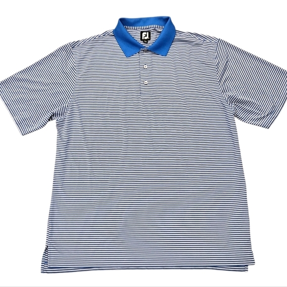 FootJoy Blue Stripe Performance Golf Polo Shirt Quick Dry Size XL Foot Joy - Picture 1 of 5